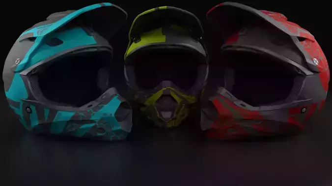 3 Moto Helmets 3D model