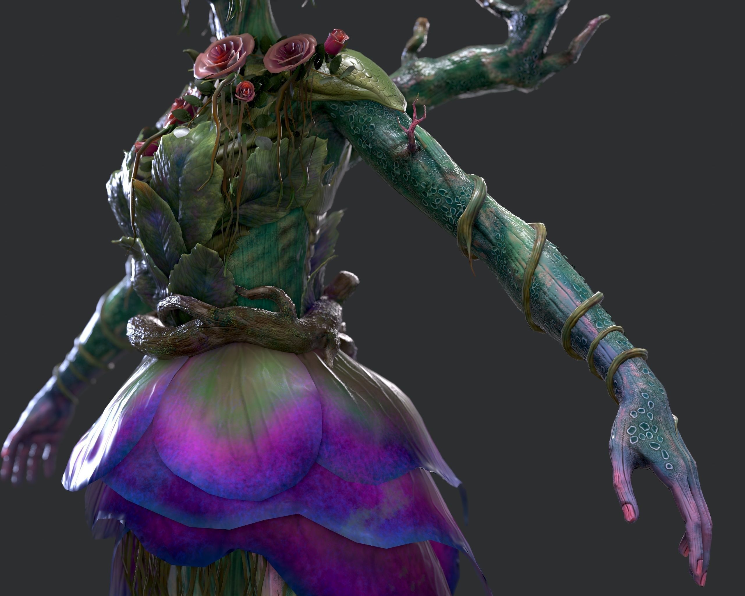 Woody Woman Low-poly  Low-poly 3D model_6