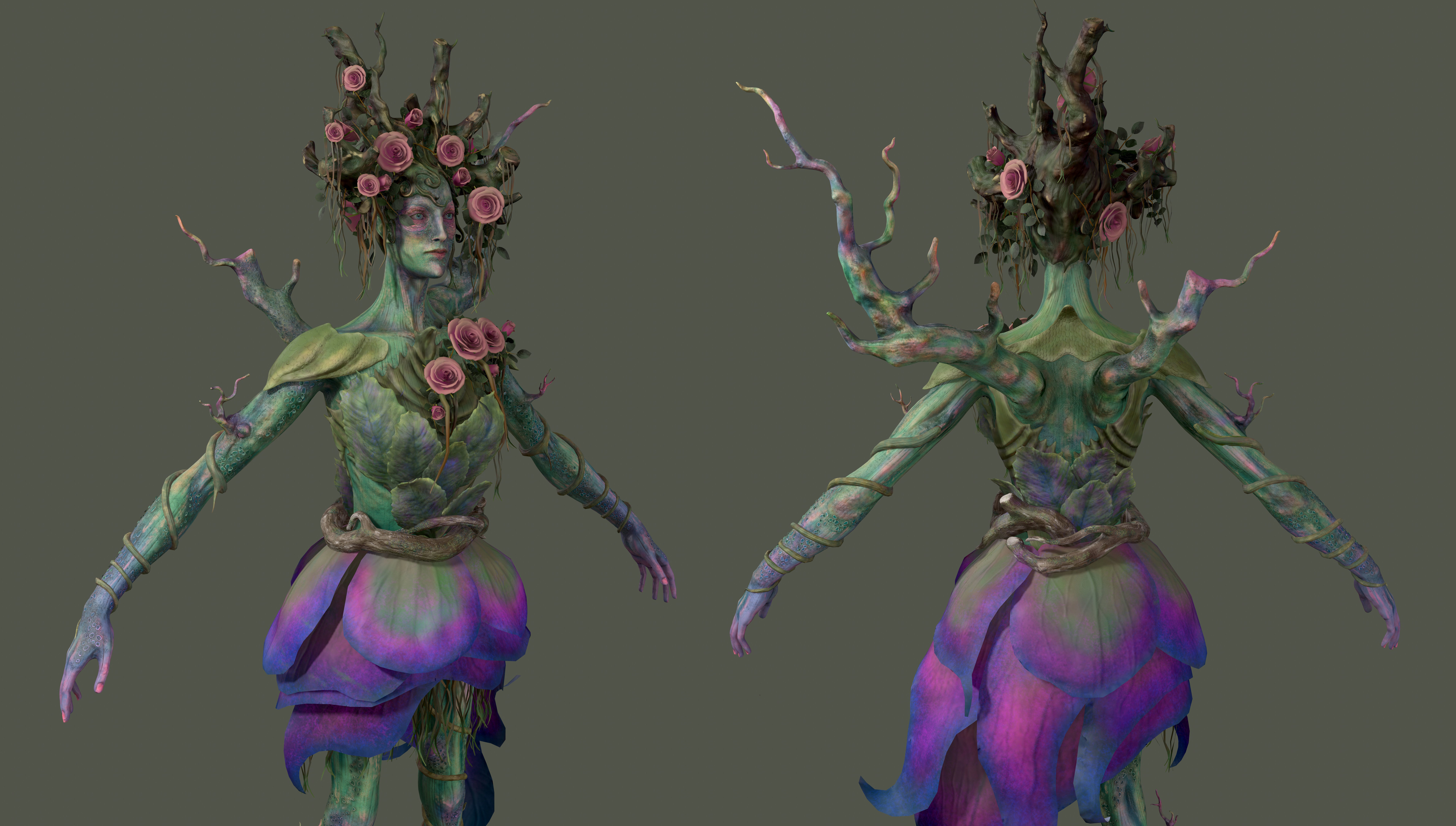 Woody Woman Low-poly  Low-poly 3D model_3