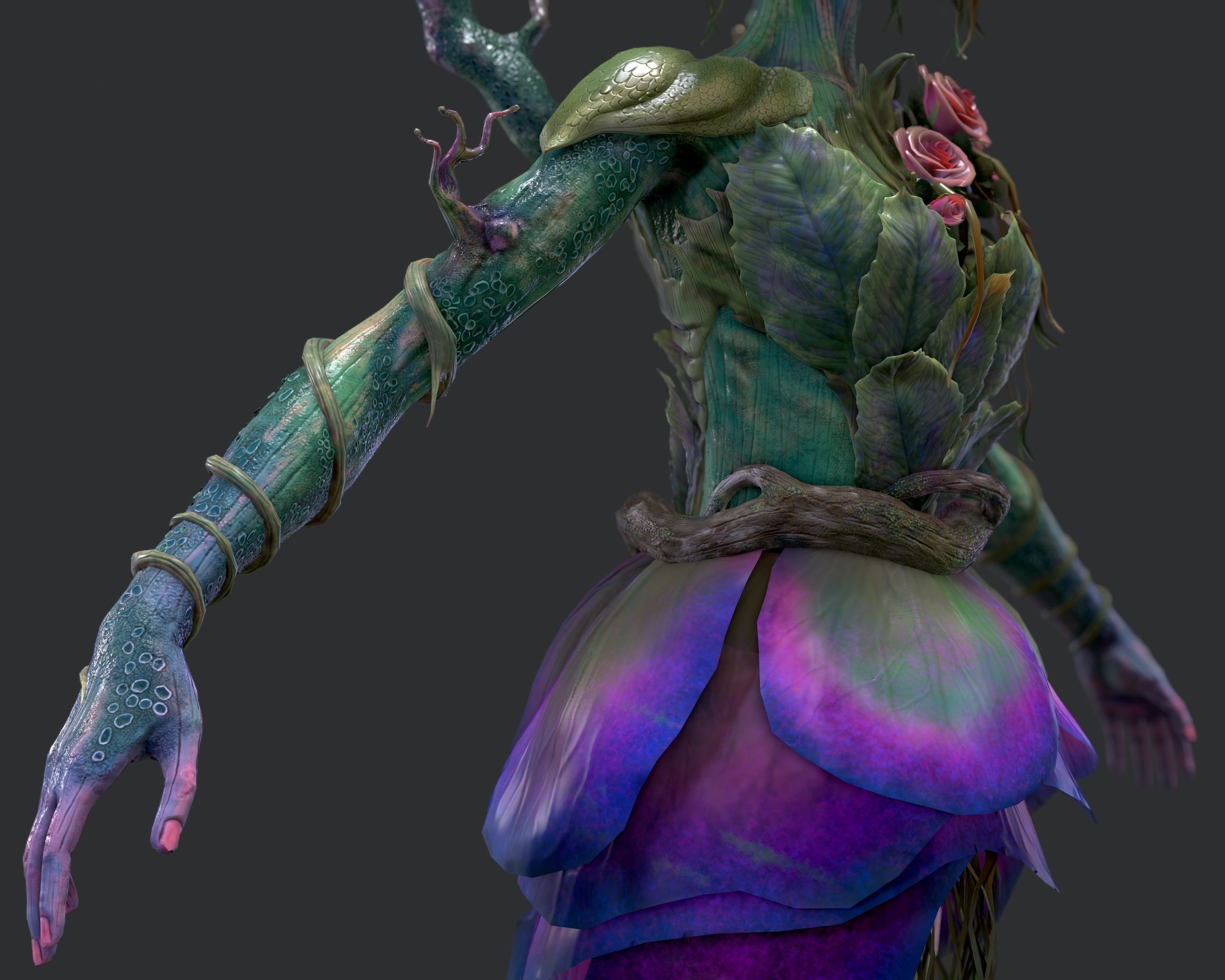 Woody Woman Low-poly  Low-poly 3D model_7