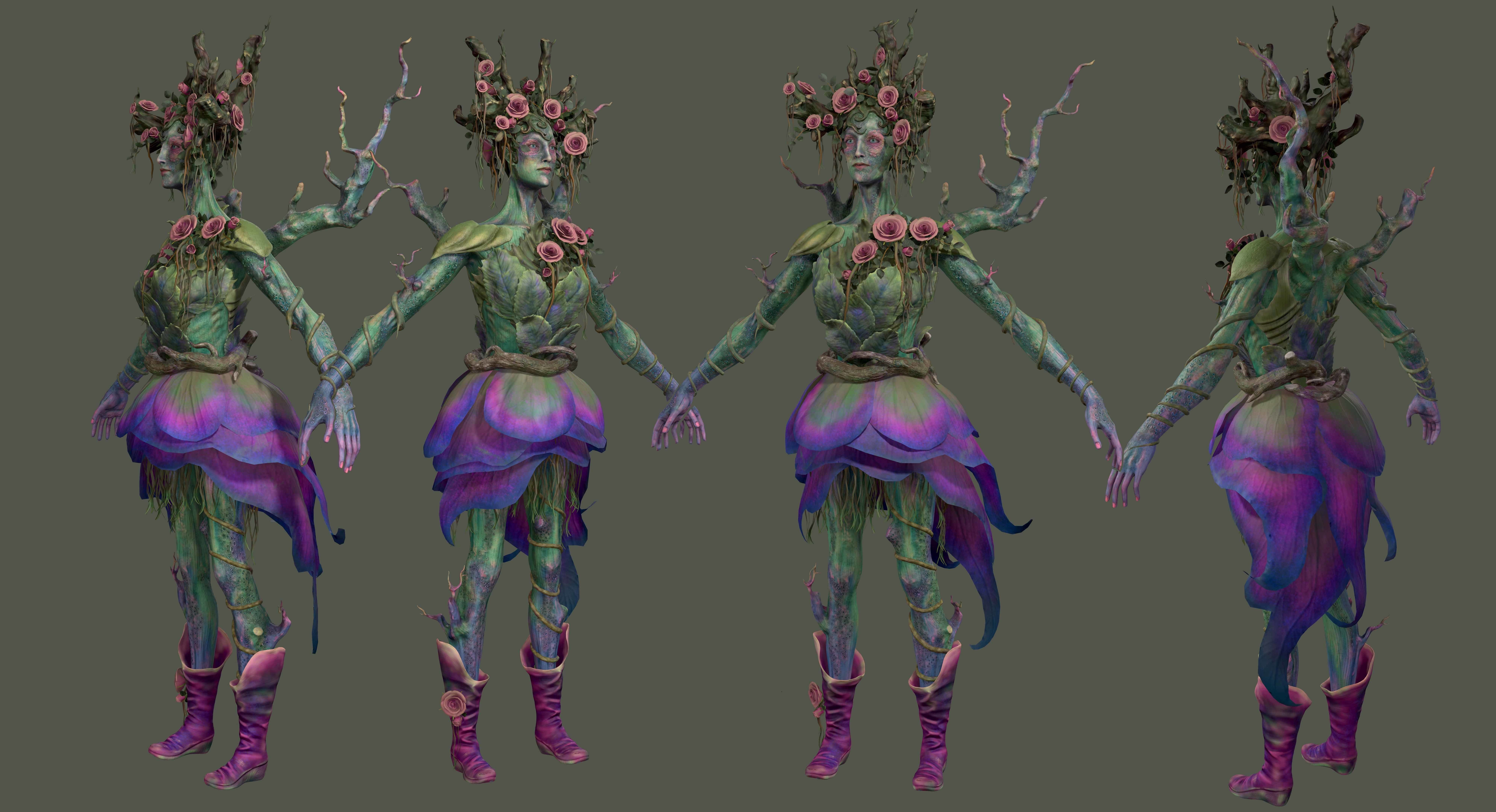 Woody Woman Low-poly  Low-poly 3D model_5