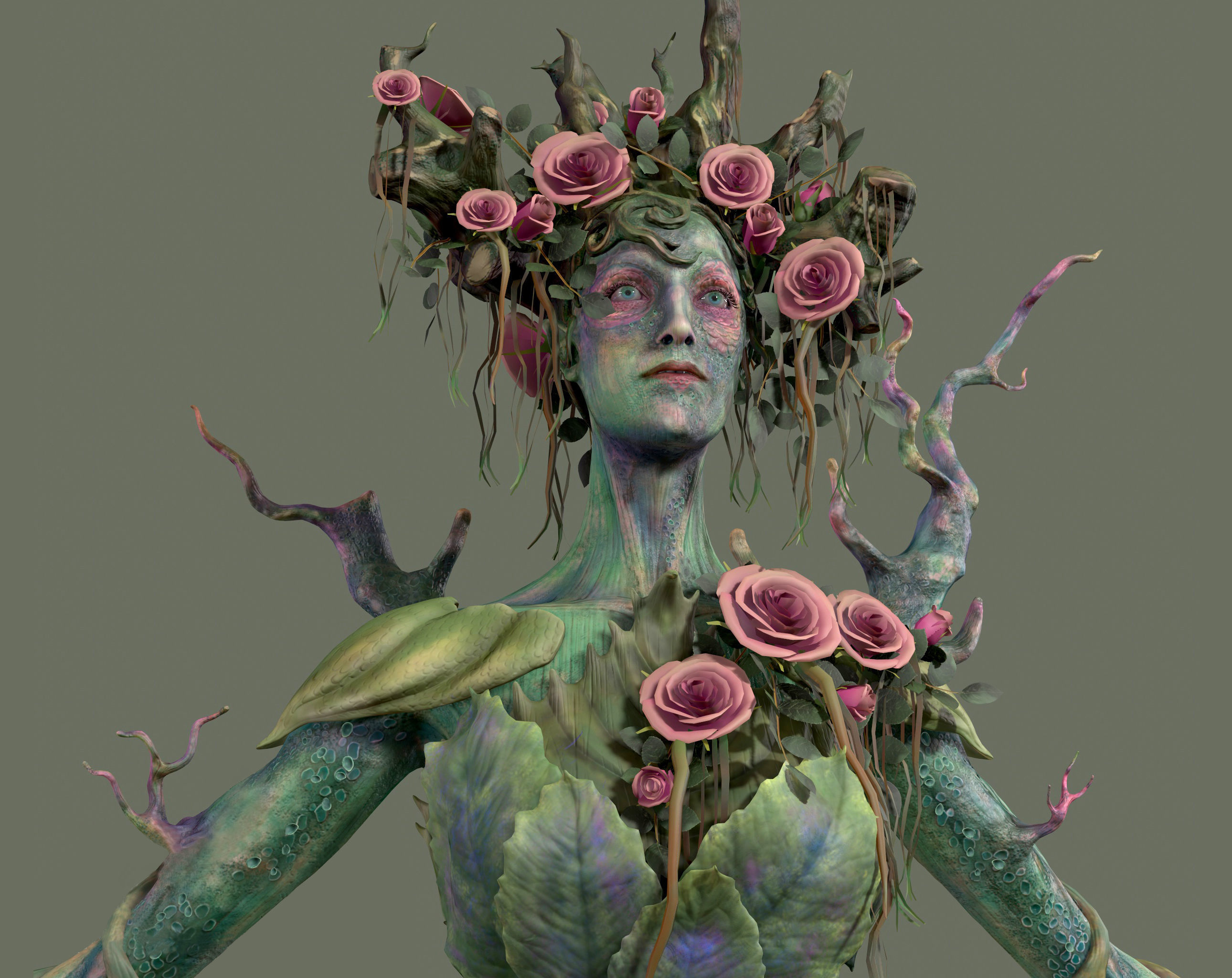 Woody Woman Low-poly  Low-poly 3D model_1