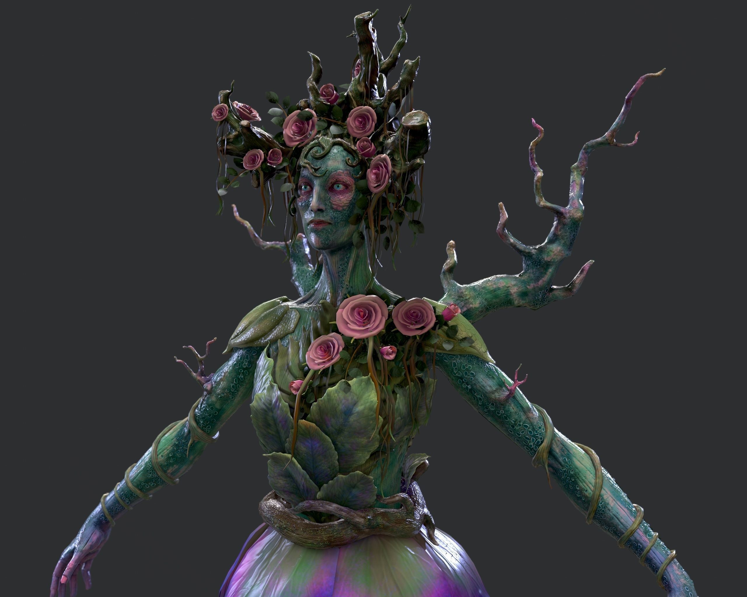 Woody Woman Low-poly  Low-poly 3D model_8