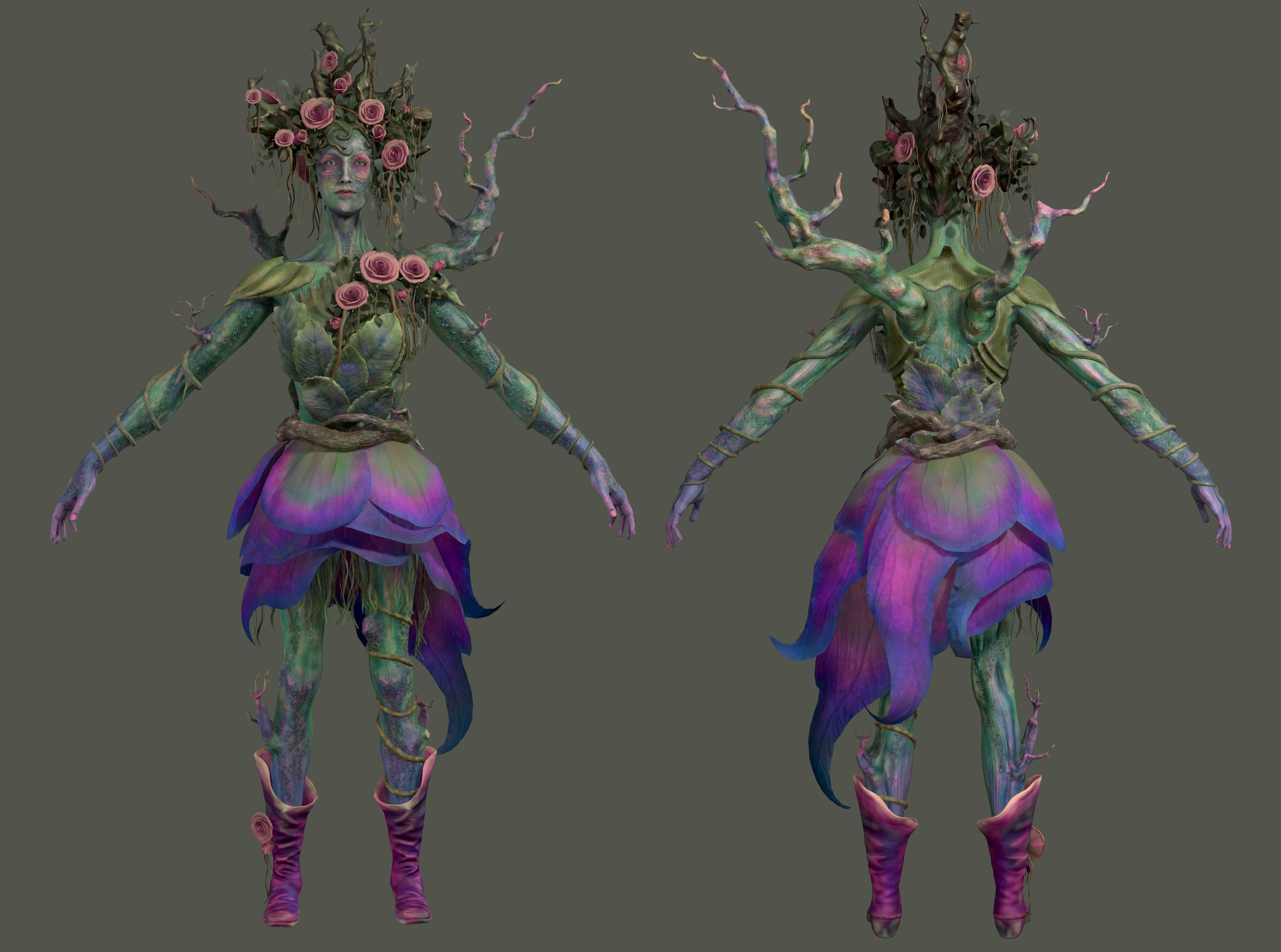 Woody Woman Low-poly  Low-poly 3D model_2