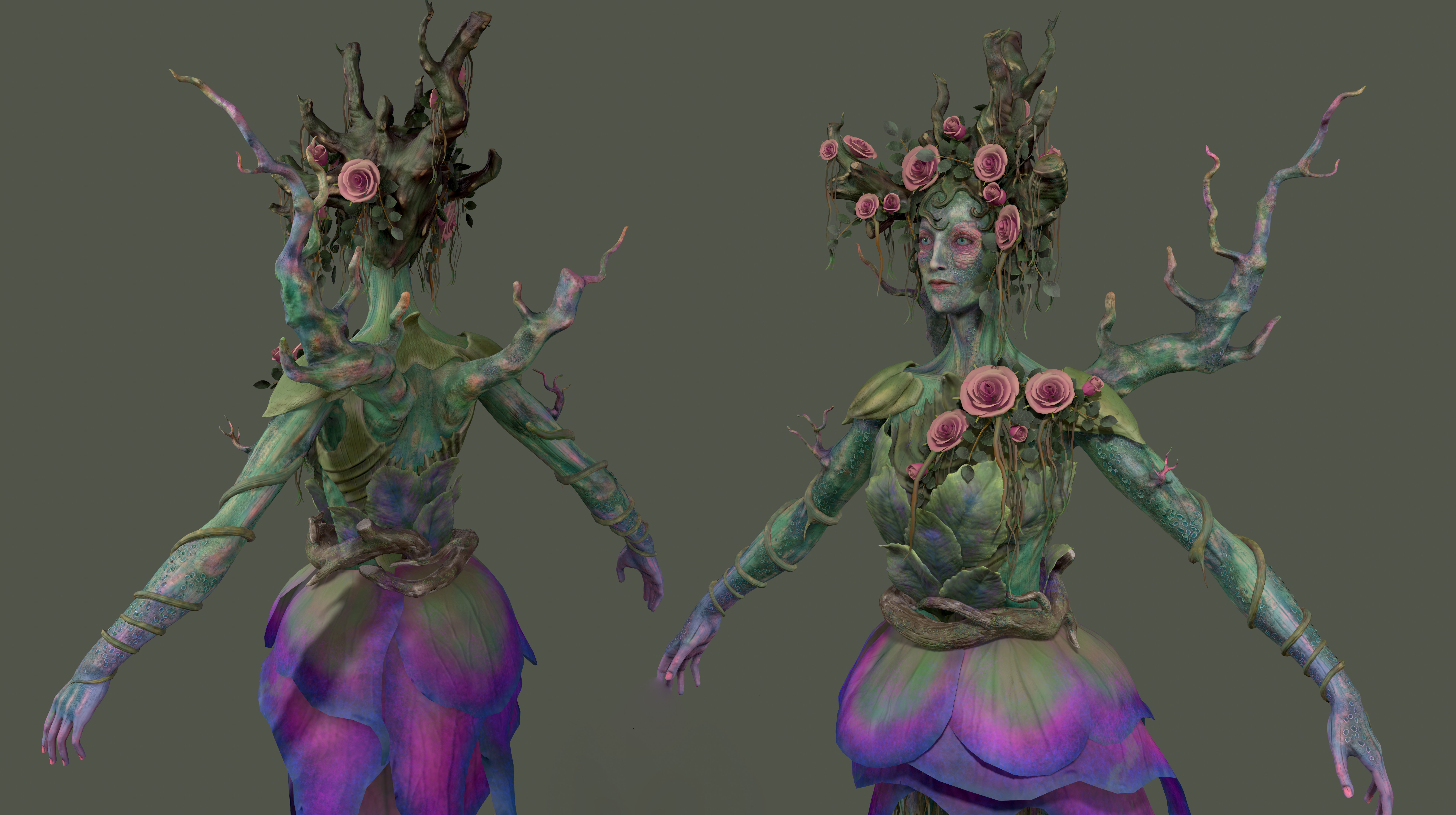 Woody Woman Low-poly  Low-poly 3D model_4