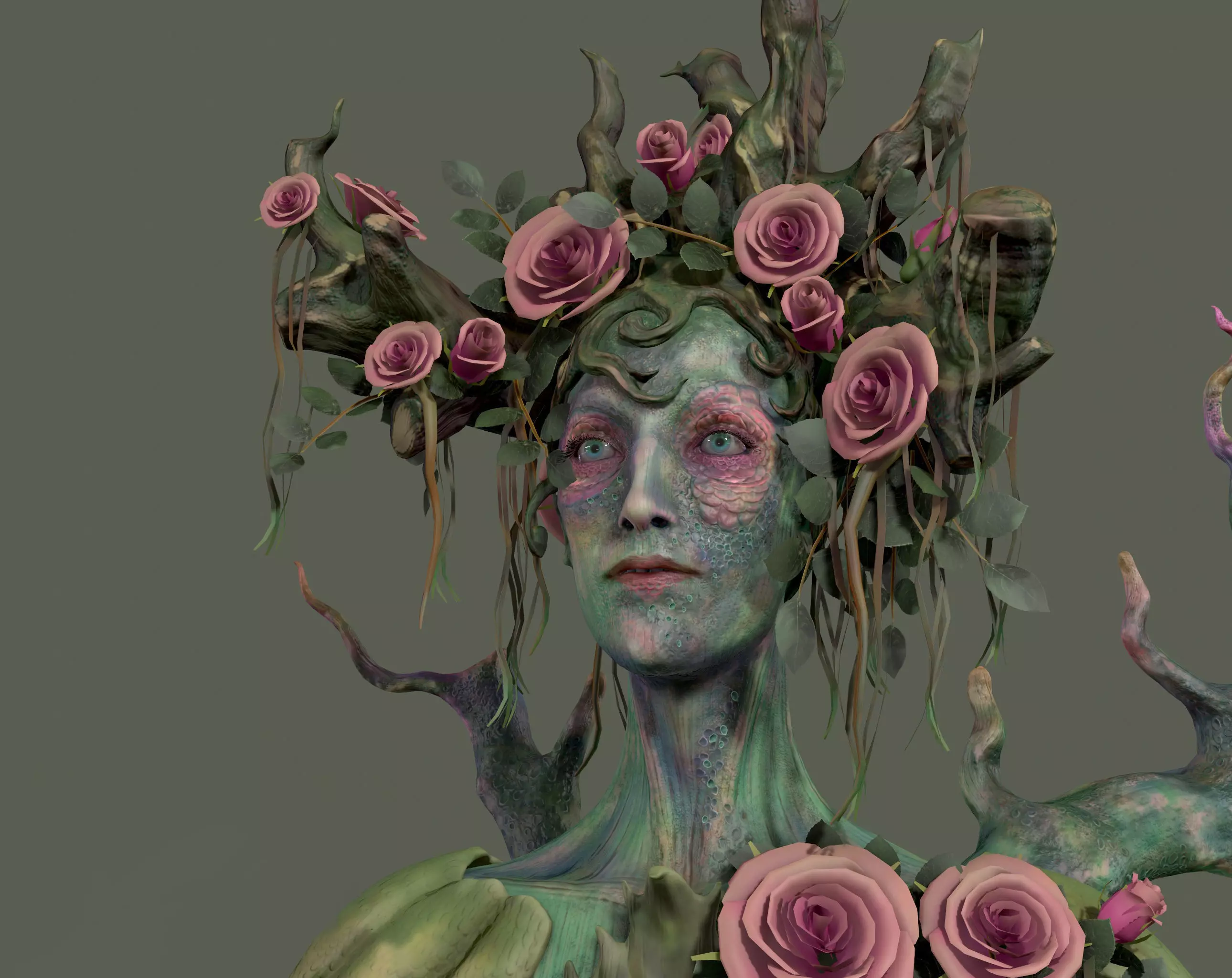 Woody Woman Low-poly  Low-poly 3D model_0