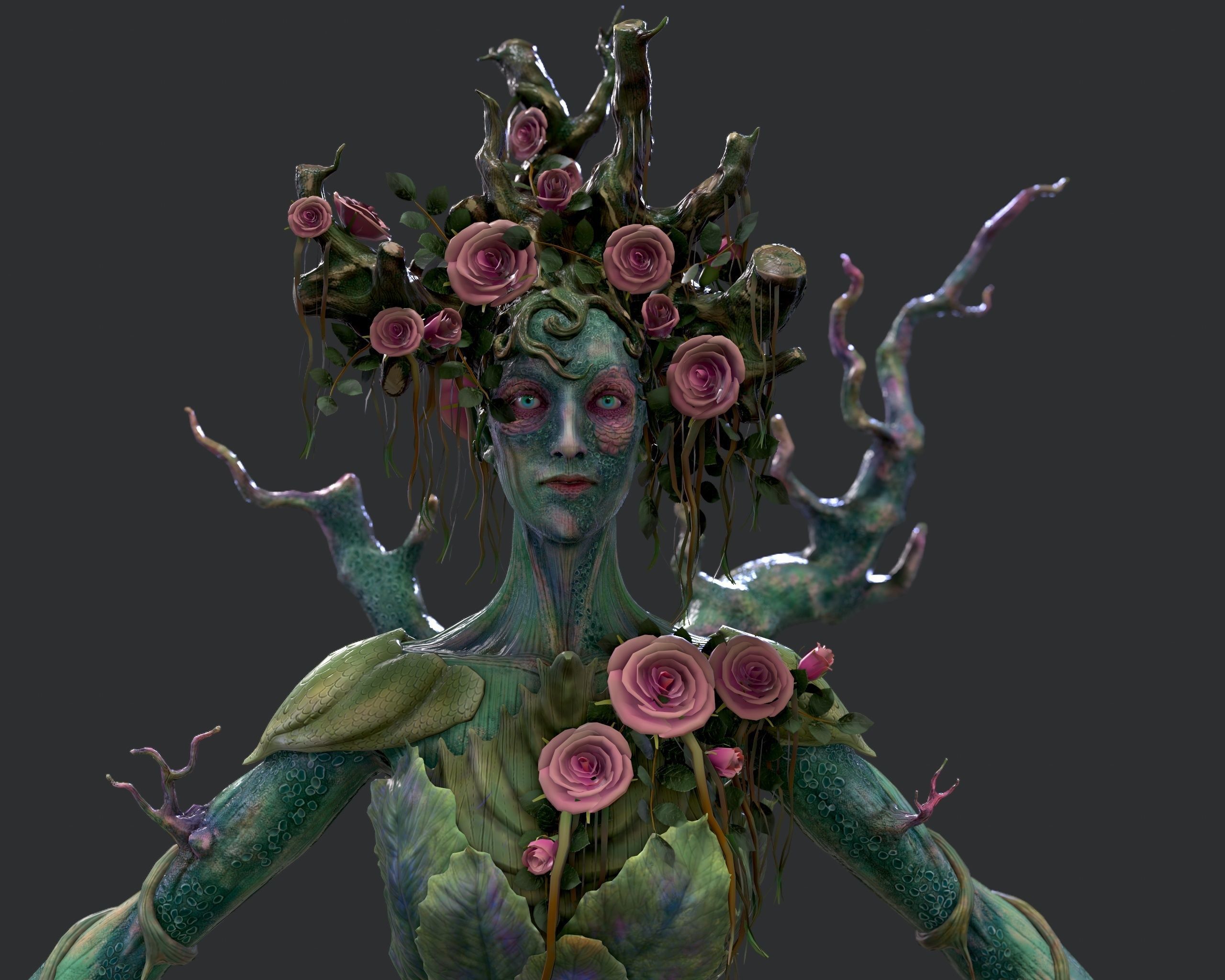 Woody Woman Low-poly  Low-poly 3D model_9