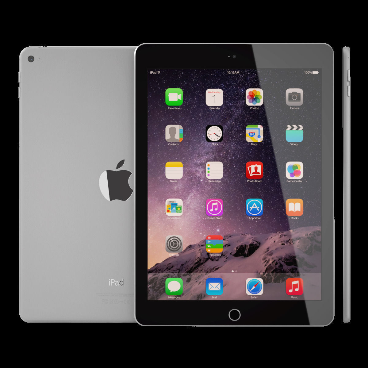 Apple iPad Air 2 Space Gray 3D model_2