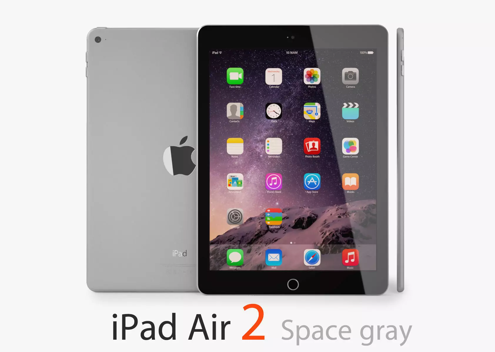 Apple iPad Air 2 Space Gray 3D model_0