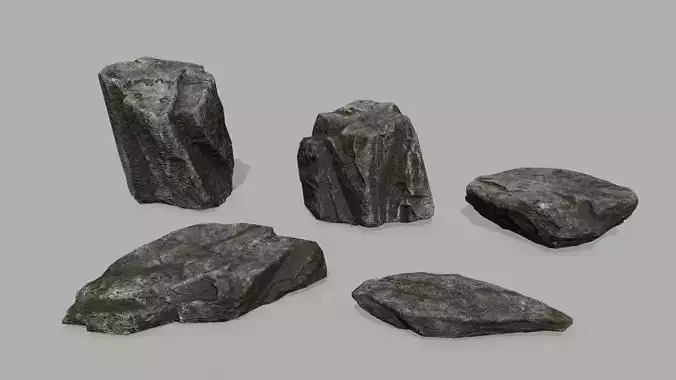 Rock Set Low-poly 3D model