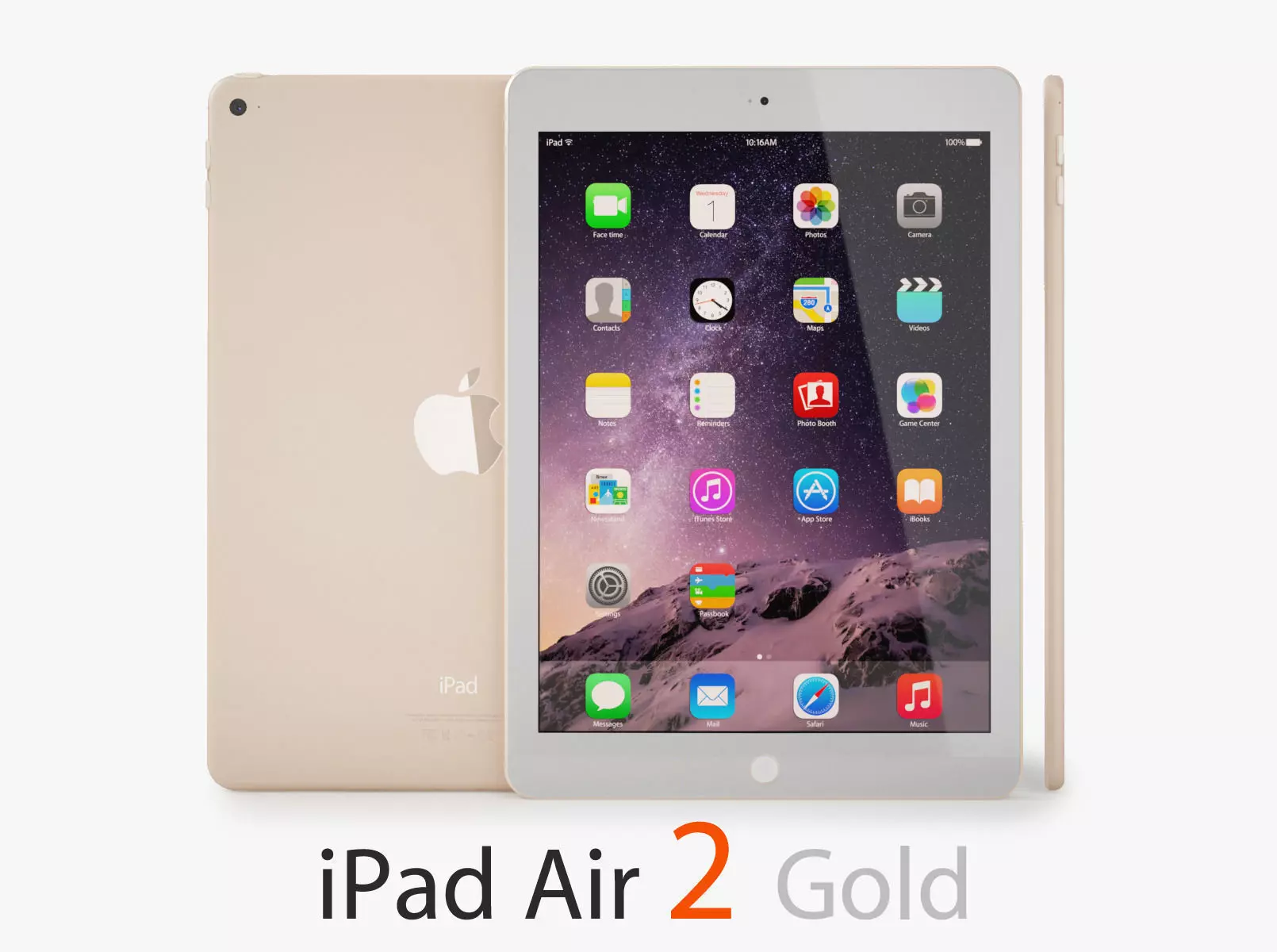 Apple iPad Air 2 Gold 3D model_0