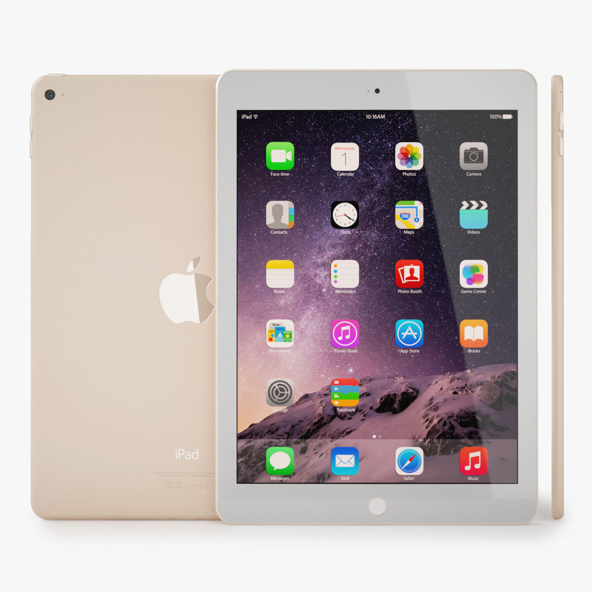 Apple iPad Air 2 Gold 3D model_1