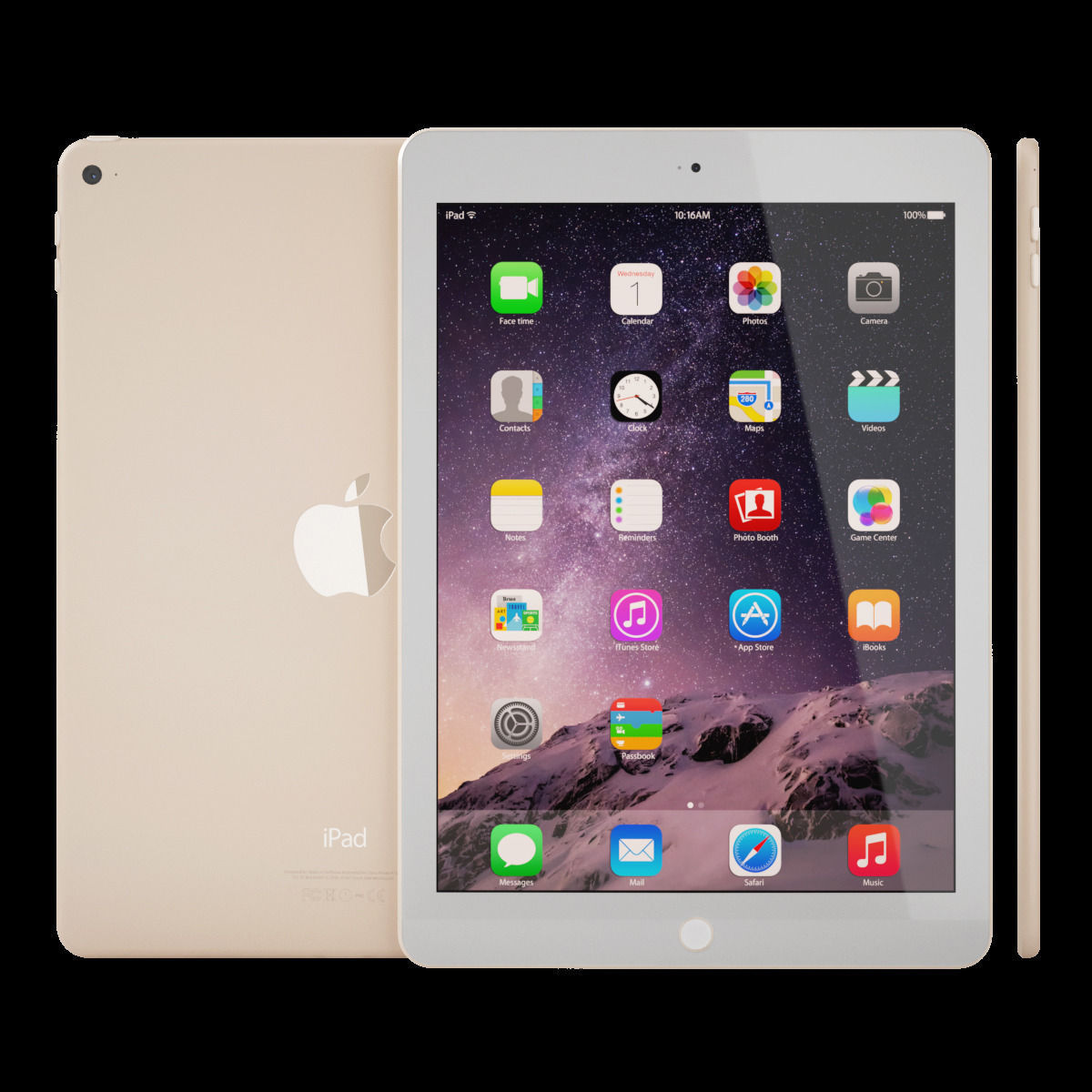 Apple iPad Air 2 Gold 3D model_2