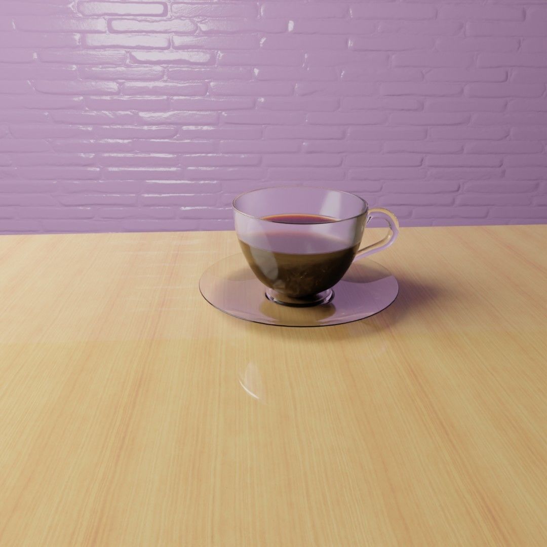 Coffe Cup on a Table Low-poly 3D model_1