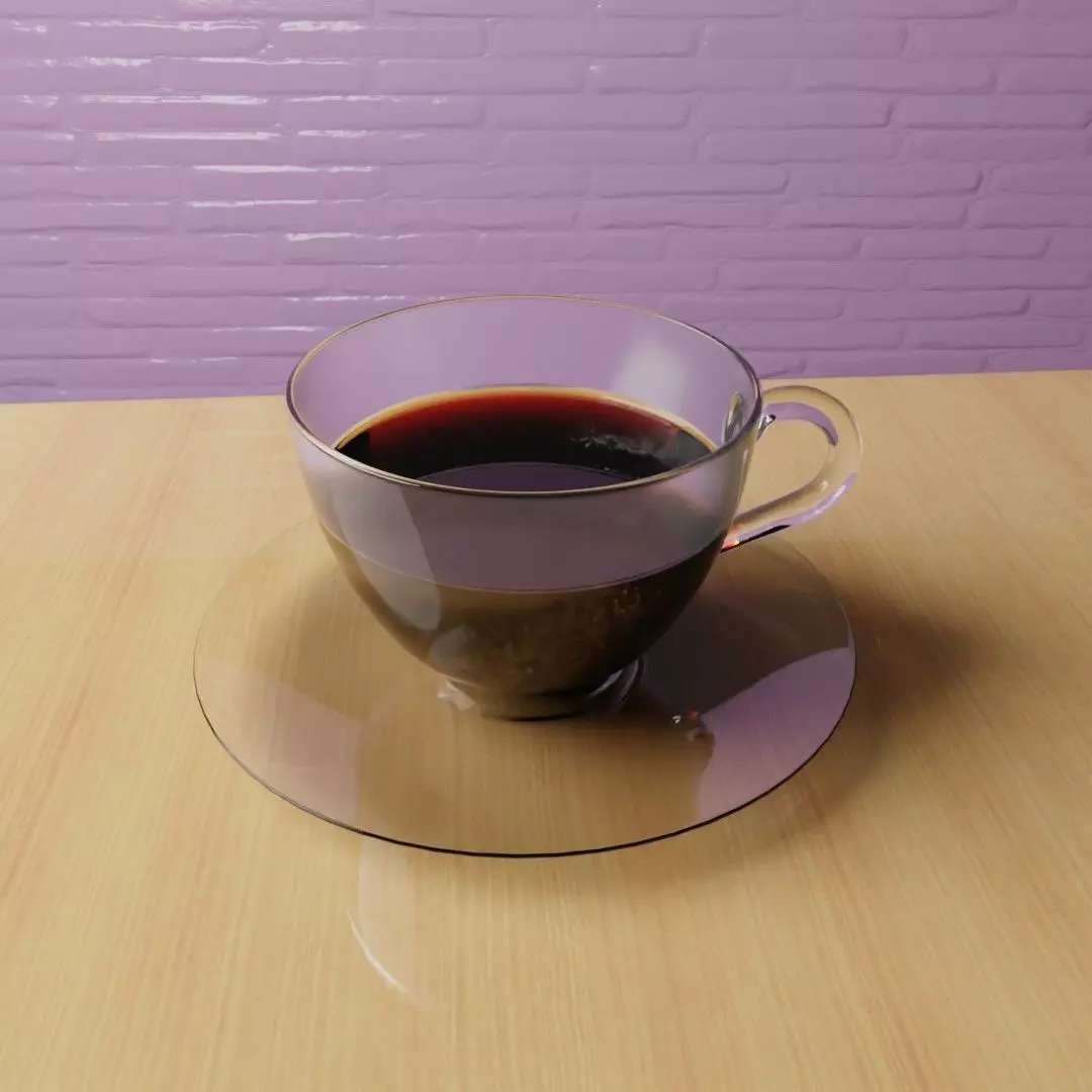 Coffe Cup on a Table Low-poly 3D model_0