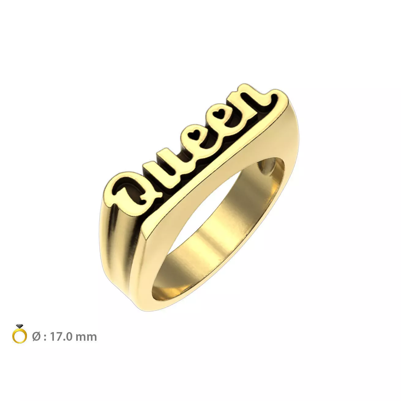 N226 Name ring Queen ring 3D print model_0