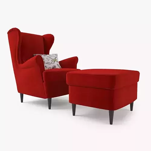 Wingback chair 3D model 3