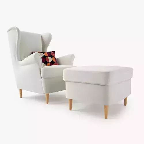 Wingback chair 3D model 2