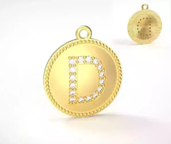 Model 381 Alphabets Necklace  The Letter D Camber And Texture 3D print model