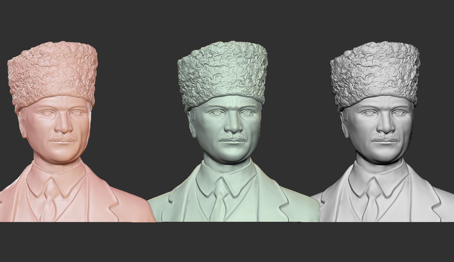 Gazi Mustafa Kemal Ataturk Bas Relief 3D print model_3