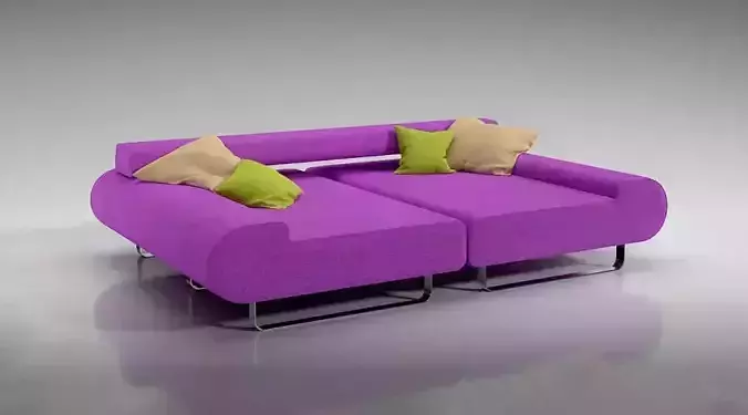 Modern Purple Sofa With Pillows