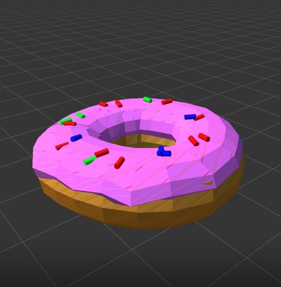 Donut with sprinkles Low-poly 3D model_2