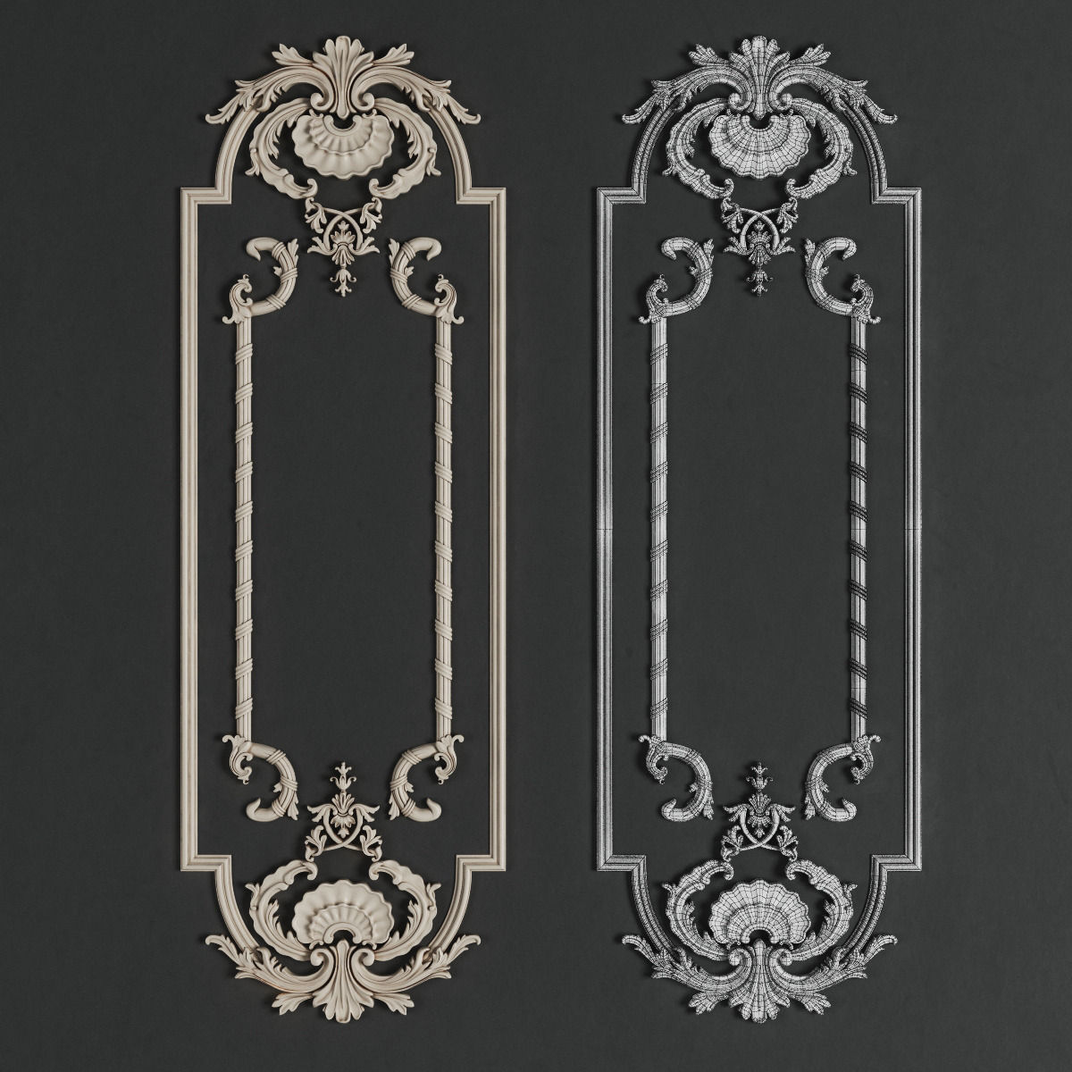 Boiserie 3 ornate ceiling design 3D model_4