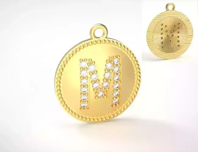 Model 390 Alphabets Necklace  The Letter M Camber And Texture 3D print model