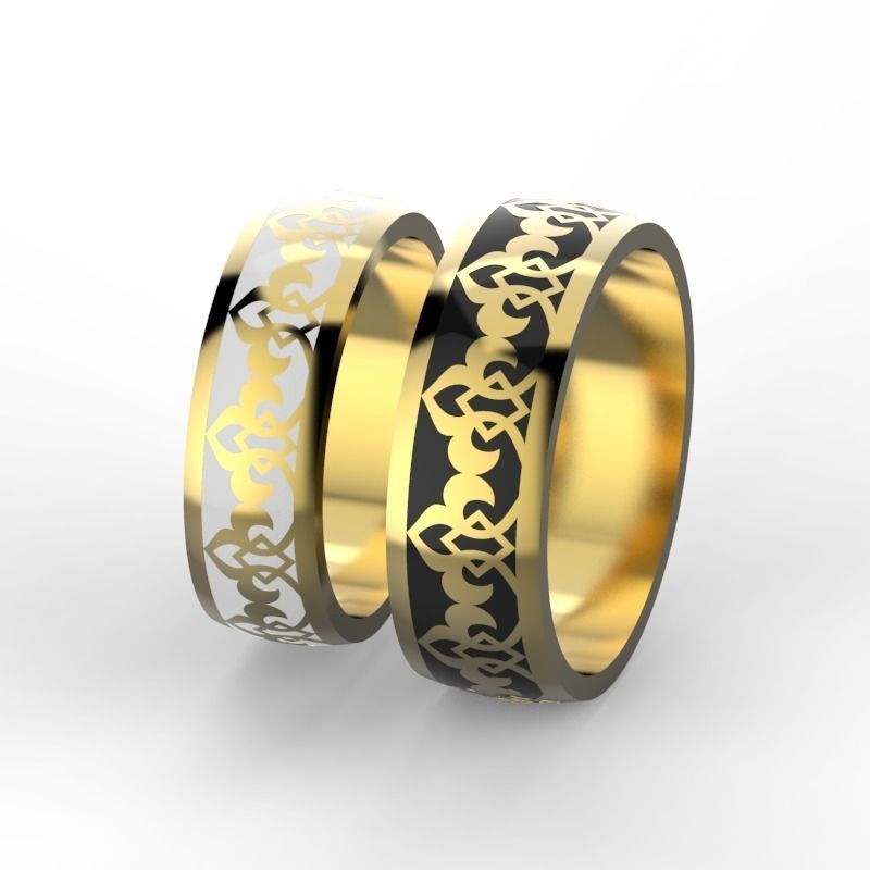 Wedding bands with enamel 3D print model_1