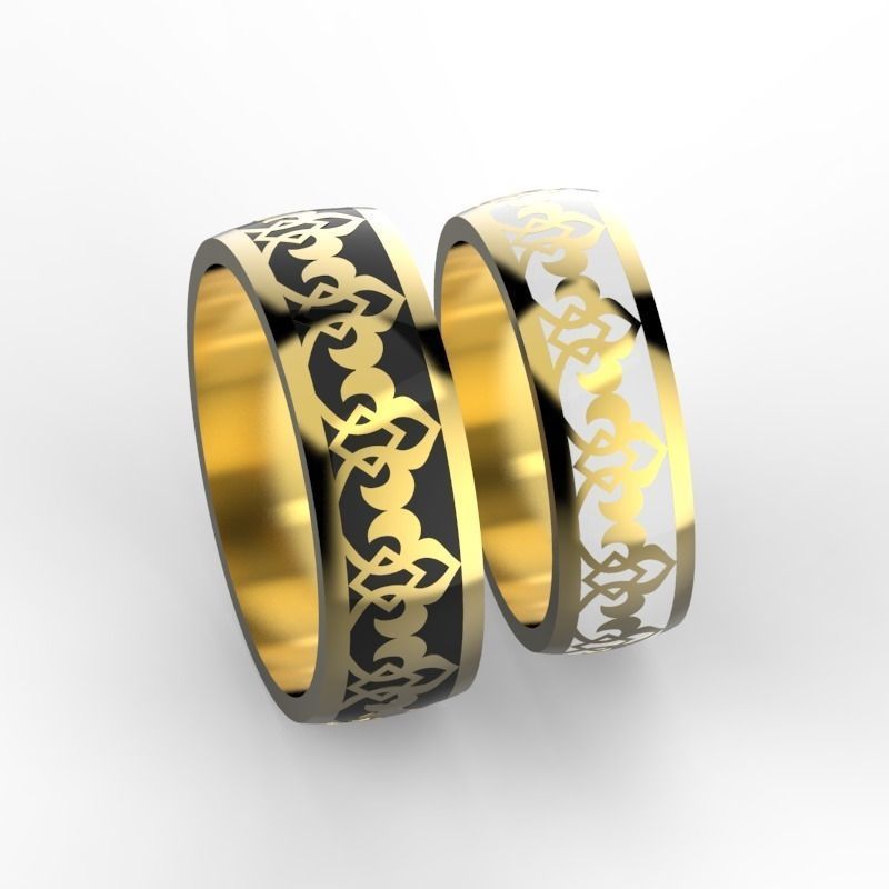 Wedding bands with enamel 3D print model_2