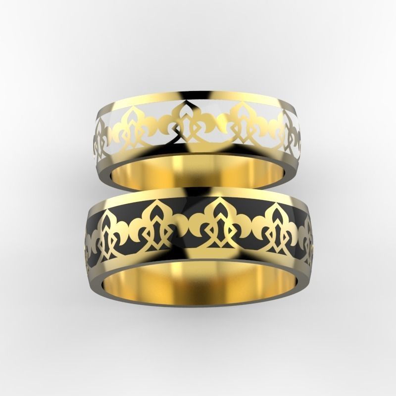Wedding bands with enamel 3D print model_0