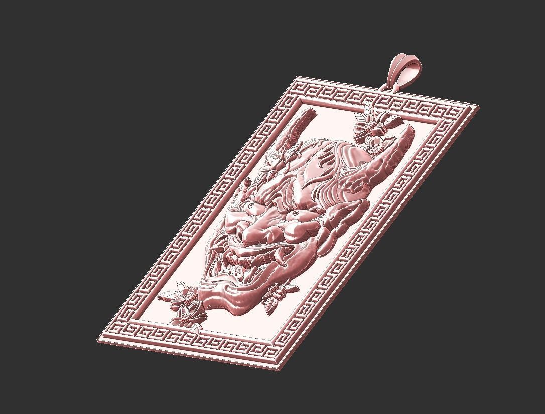 oni pendant 3D print model_2