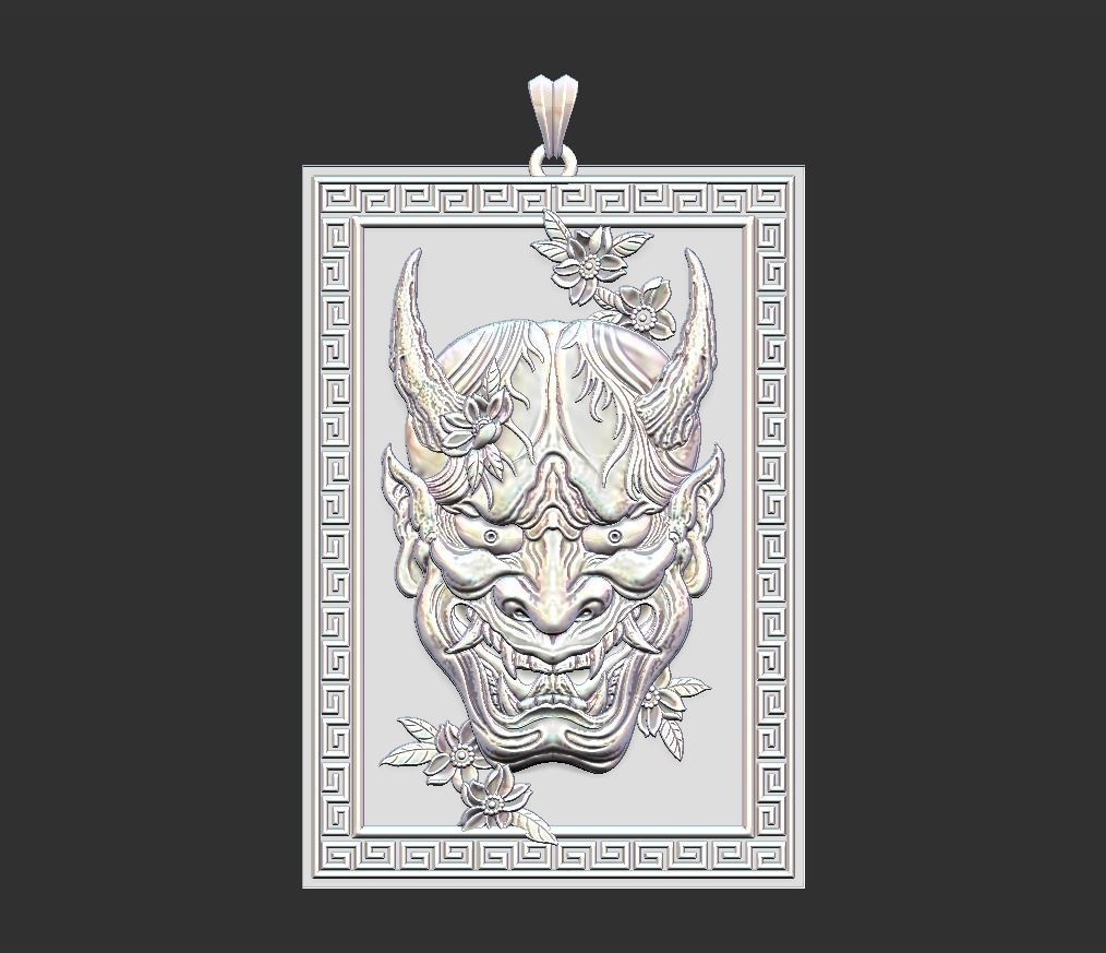 oni pendant 3D print model_4