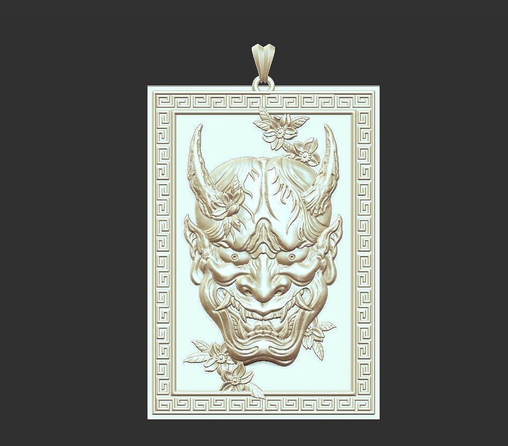 oni pendant 3D print model_5