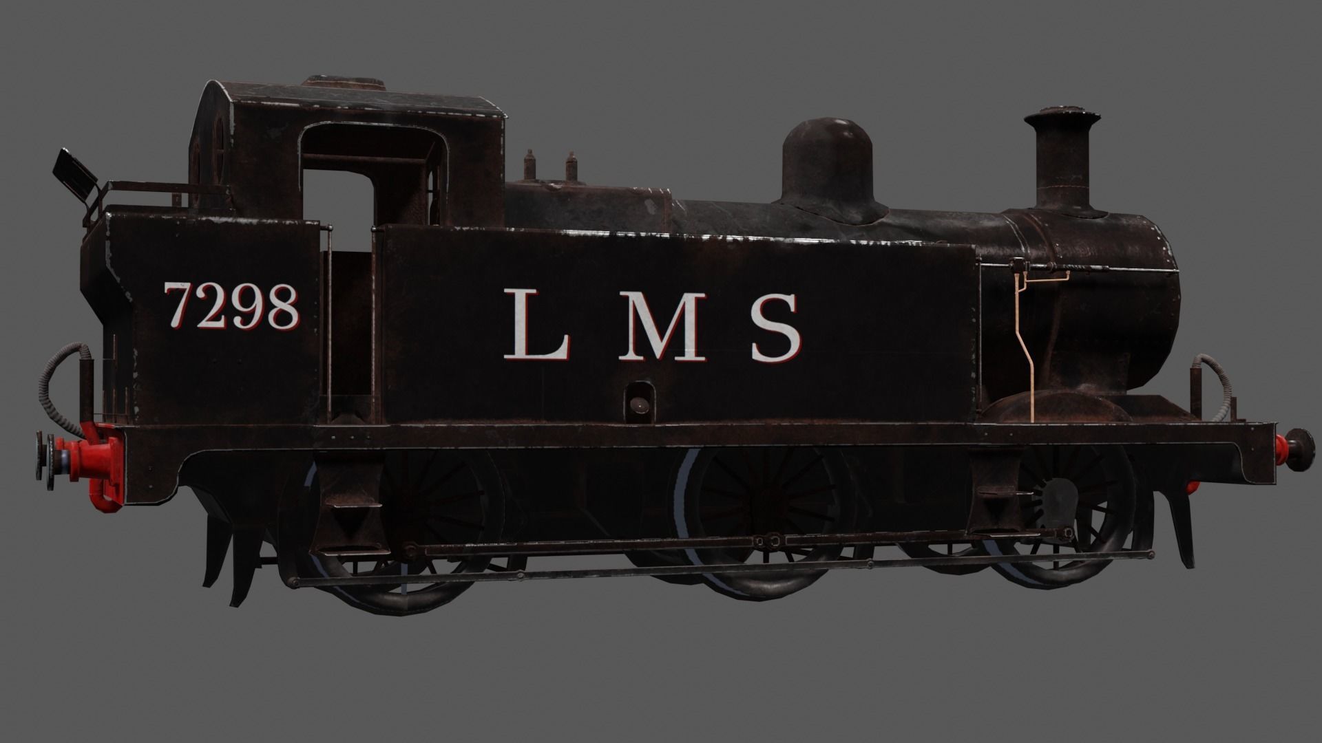 Low poly Jinty Steam Locomotive Low-poly 3D model_13