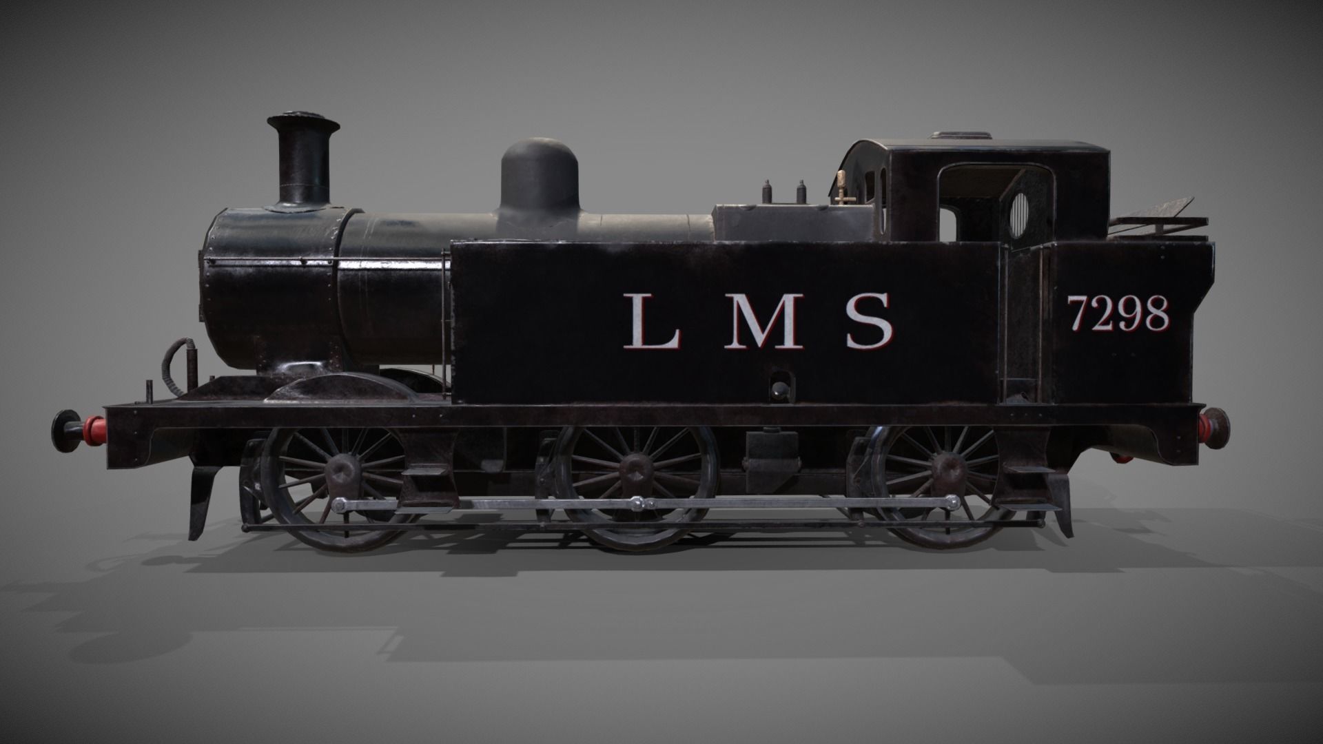 Low poly Jinty Steam Locomotive Low-poly 3D model_9