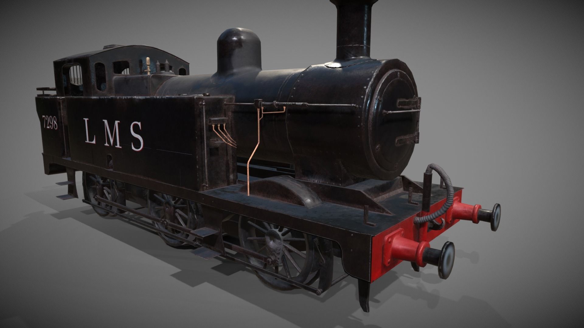 Low poly Jinty Steam Locomotive Low-poly 3D model_8