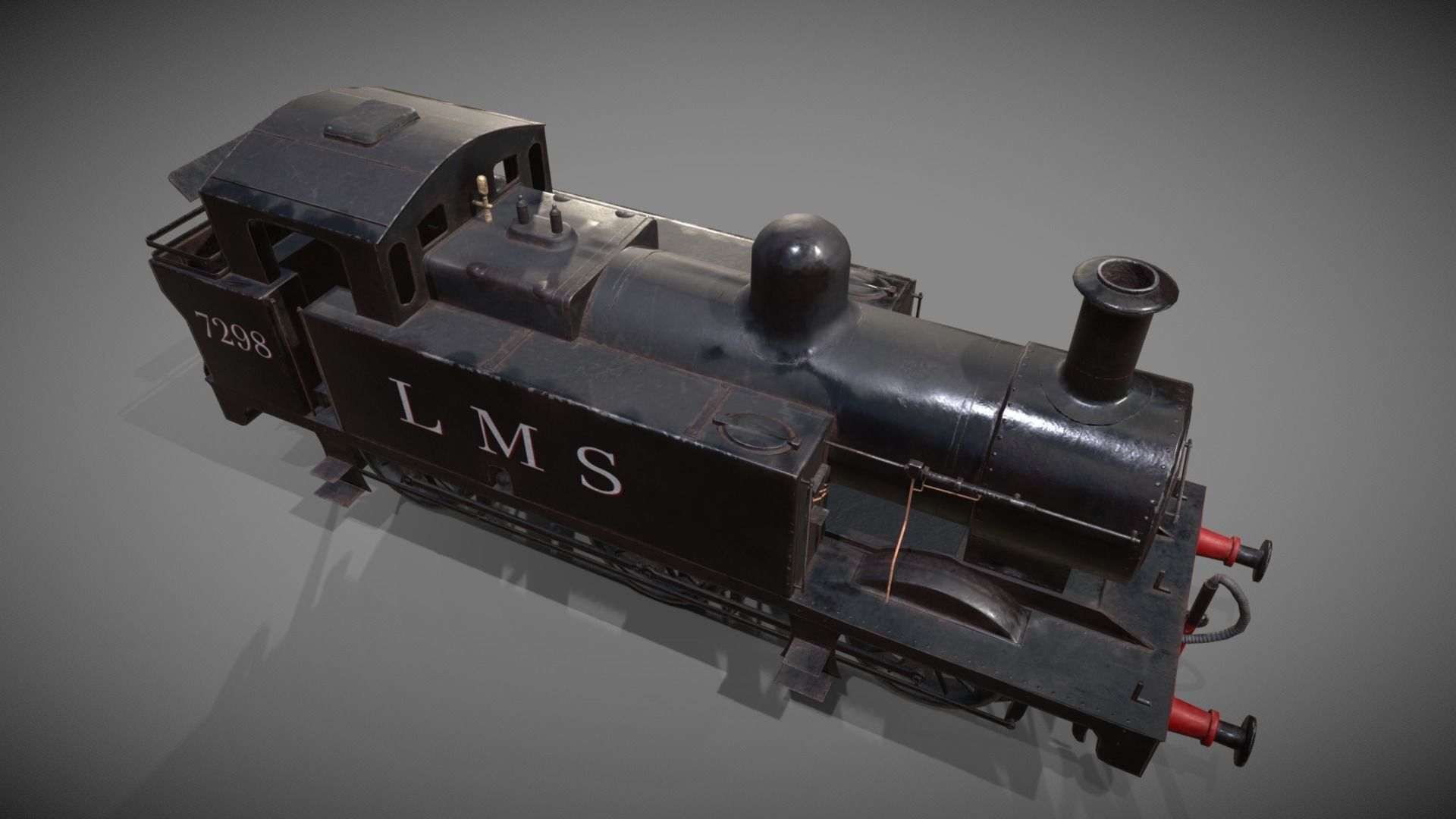 Low poly Jinty Steam Locomotive Low-poly 3D model_1