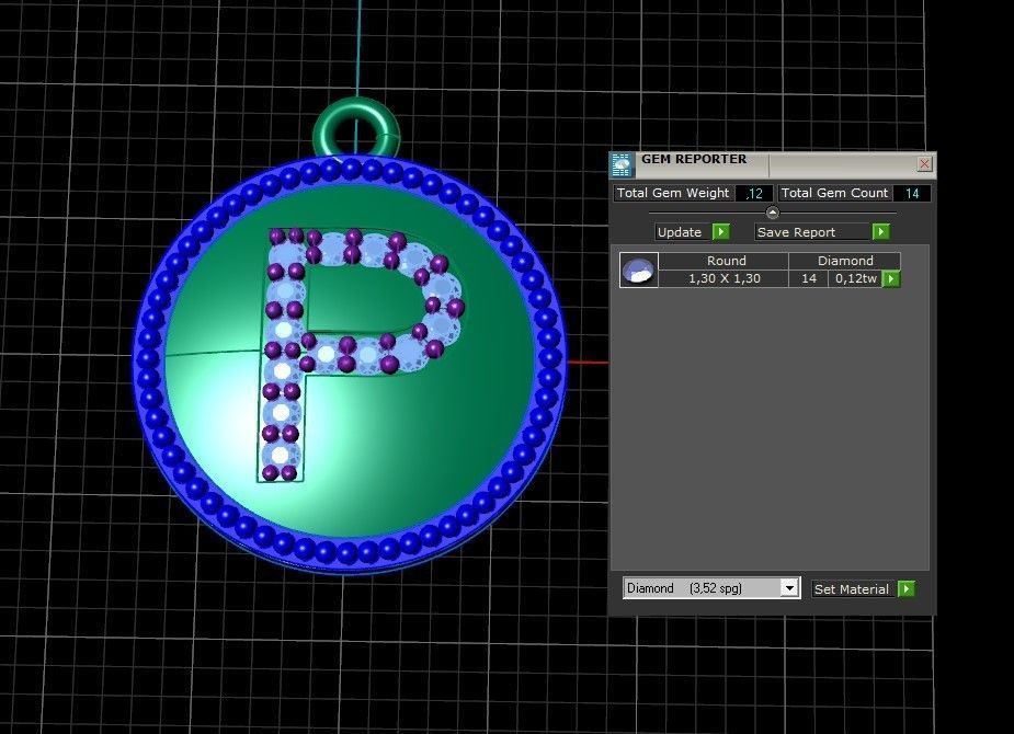Model 393 Alphabets Necklace  The Letter P Camber And Texture 3D print model_13