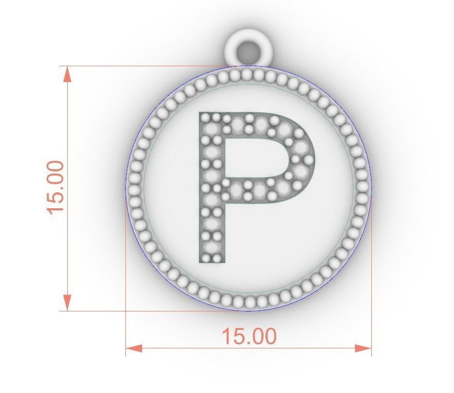 Model 393 Alphabets Necklace  The Letter P Camber And Texture 3D print model_8