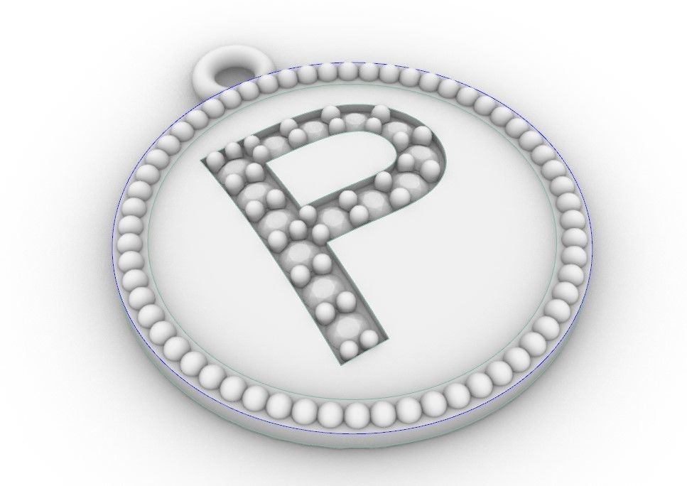 Model 393 Alphabets Necklace  The Letter P Camber And Texture 3D print model_11