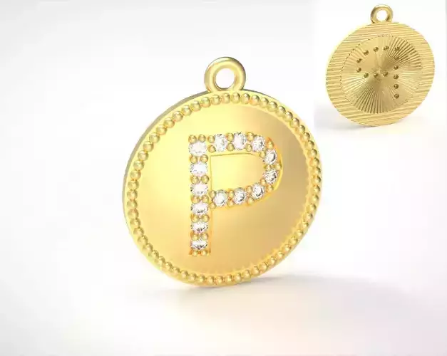 Model 393 Alphabets Necklace  The Letter P Camber And Texture 3D print model