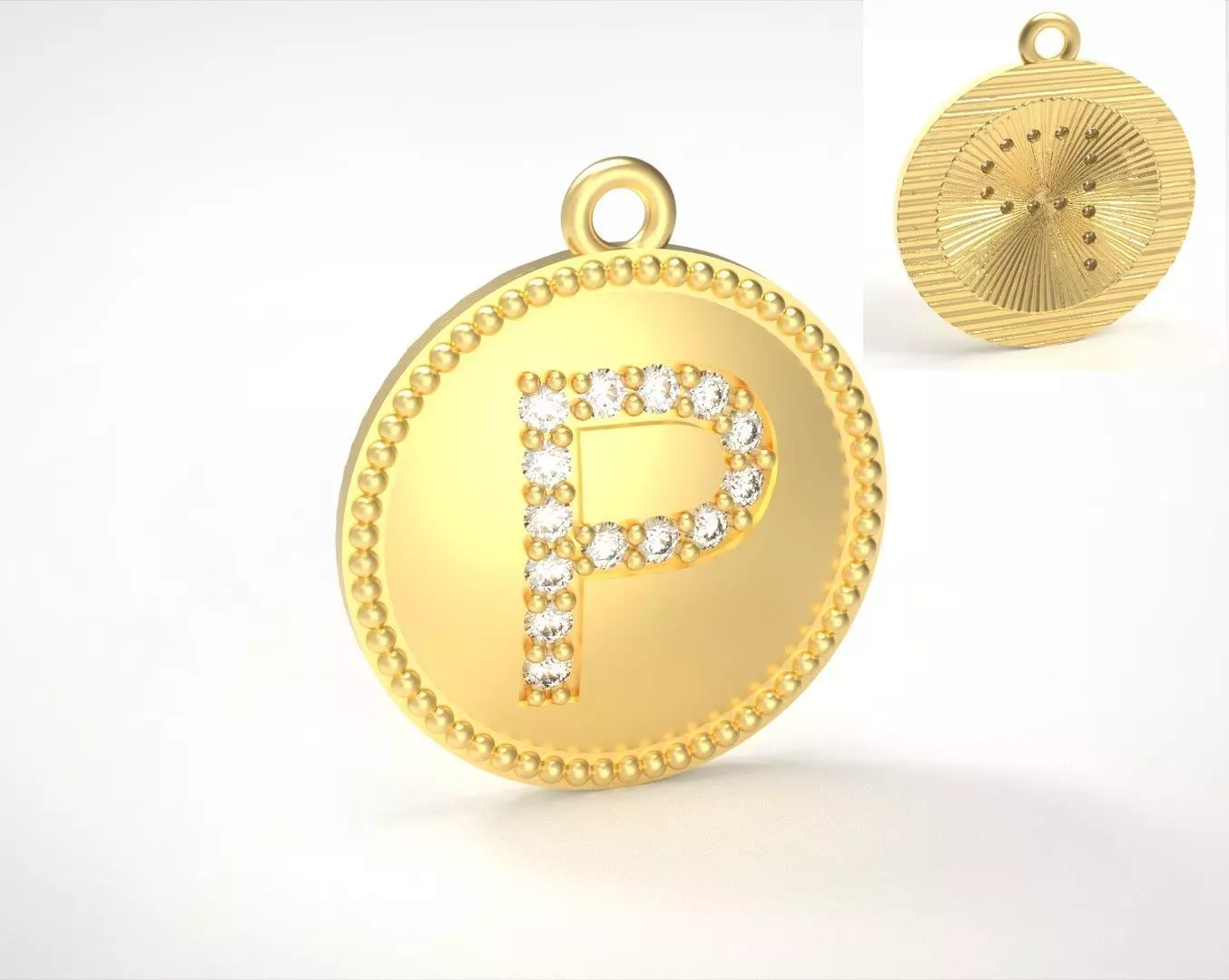 Model 393 Alphabets Necklace  The Letter P Camber And Texture 3D print model_0