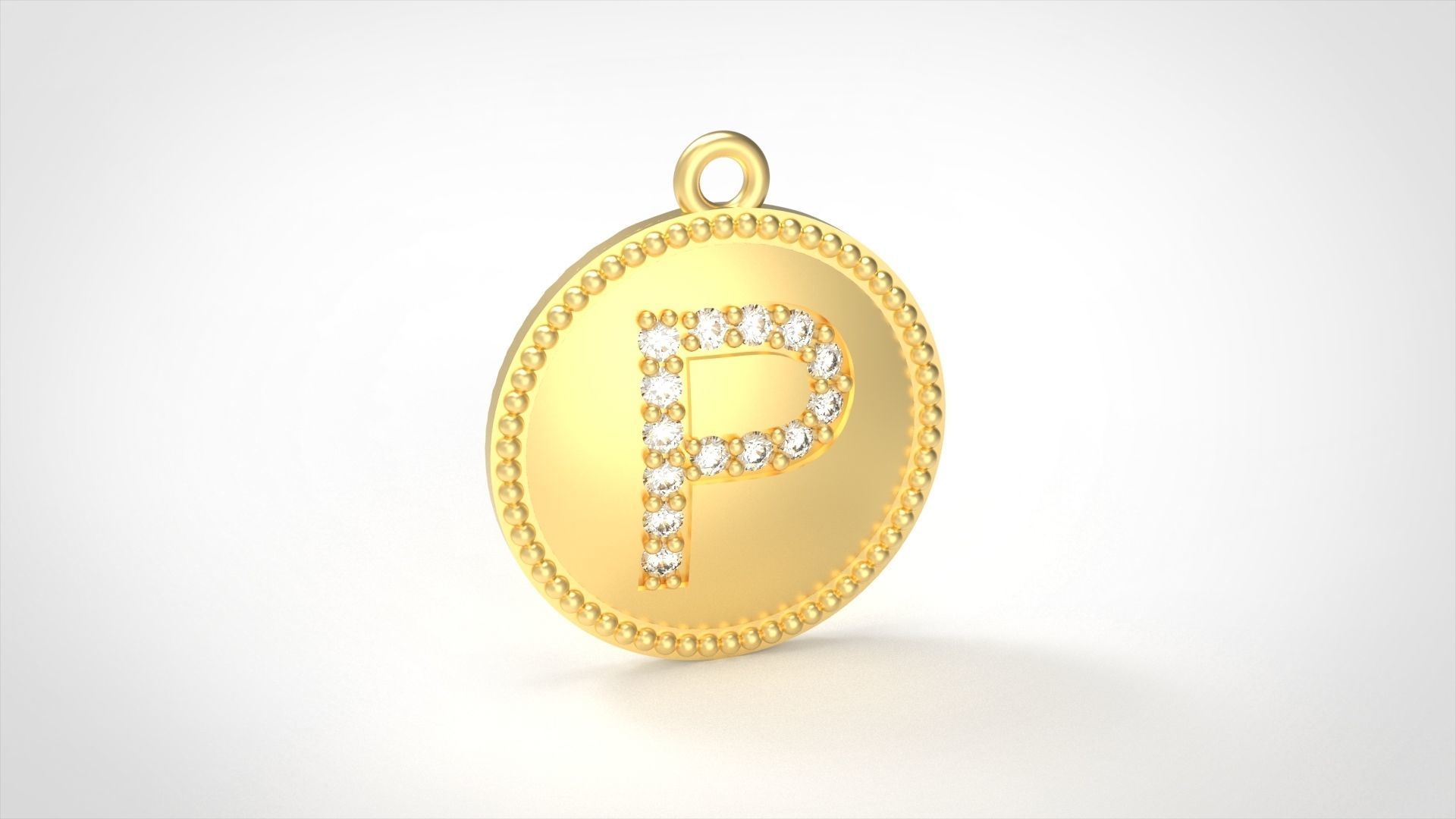 Model 393 Alphabets Necklace  The Letter P Camber And Texture 3D print model_2