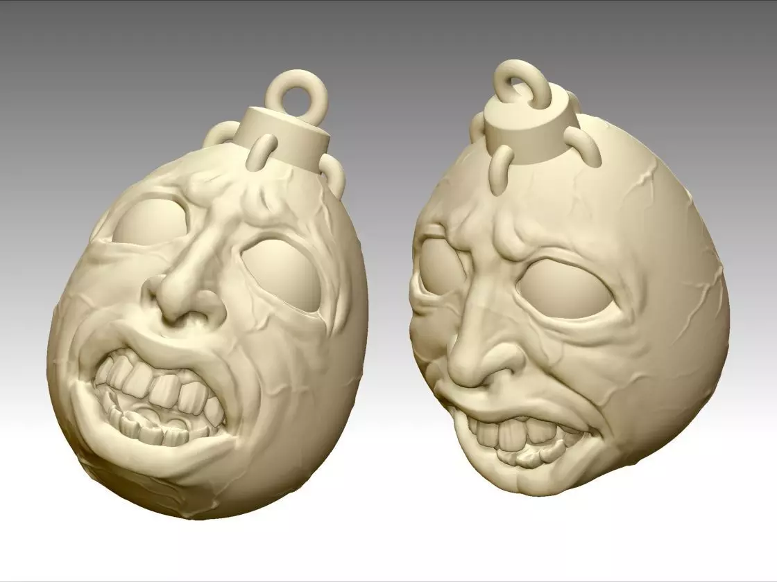 Beherit pair of zombie head pendants 3D print model
