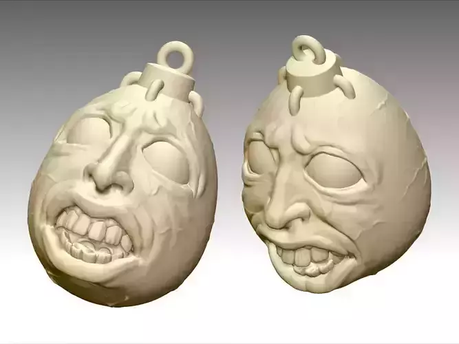 Beherit pair of zombie head pendants 3D print model