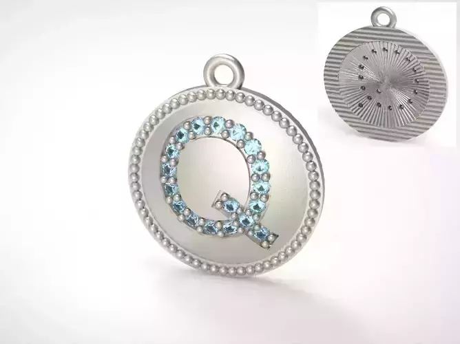 Model 394 Alphabets Necklace  The Letter Q Camber And Texture 3D print model