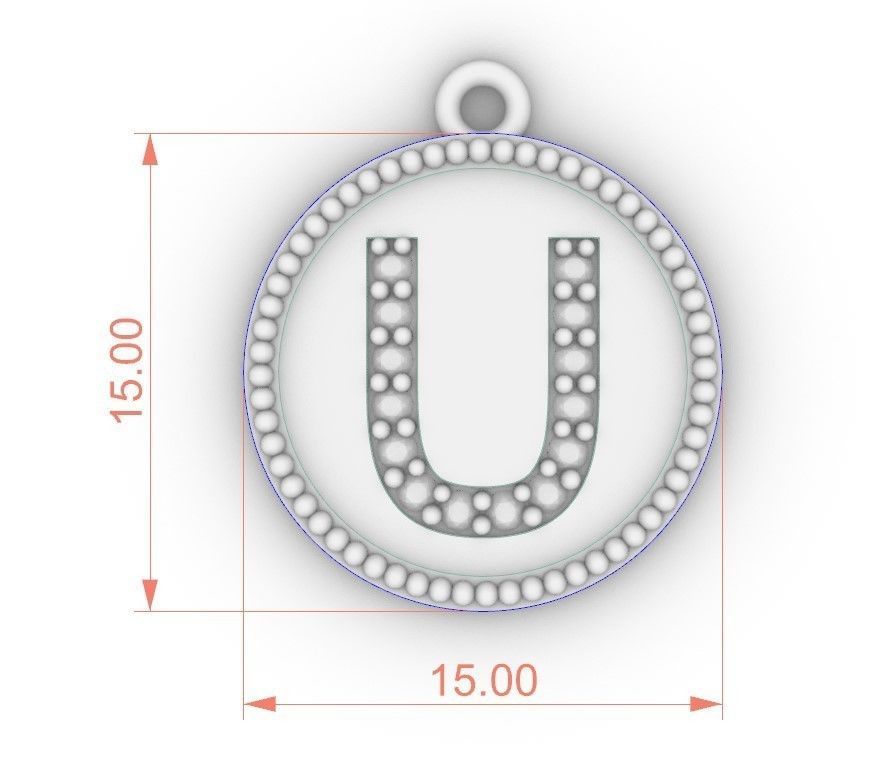 Model 398 Alphabets Necklace  The Letter U Camber And Texture 3D print model_8