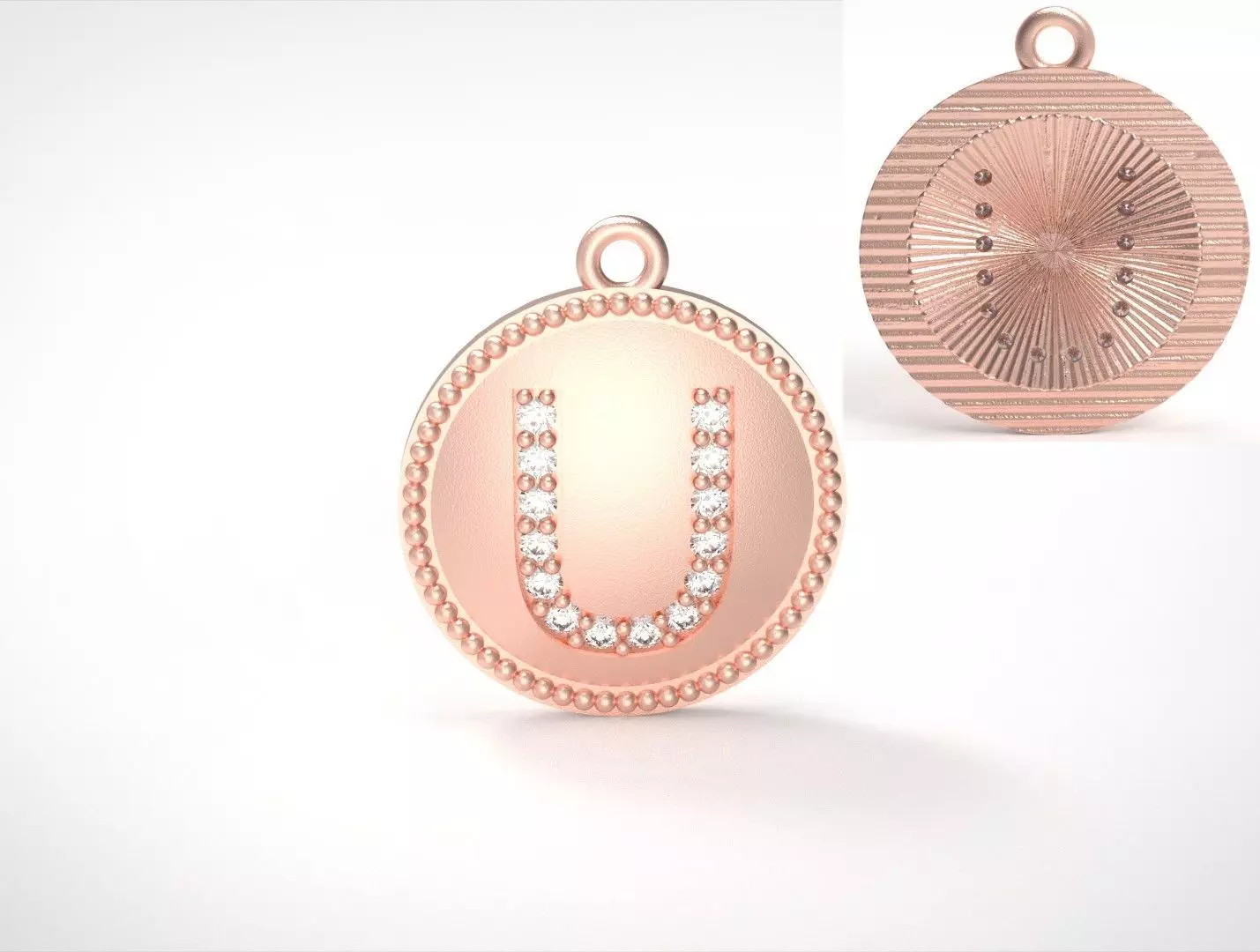 Model 398 Alphabets Necklace  The Letter U Camber And Texture 3D print model_0