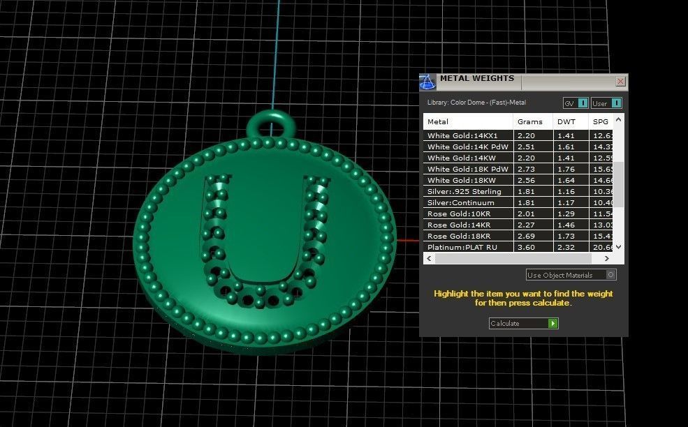 Model 398 Alphabets Necklace  The Letter U Camber And Texture 3D print model_15